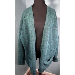 Vintage 80s GAP Shetland Wool Knit Cardigan Sweater Men M Green Grandpa Scotland